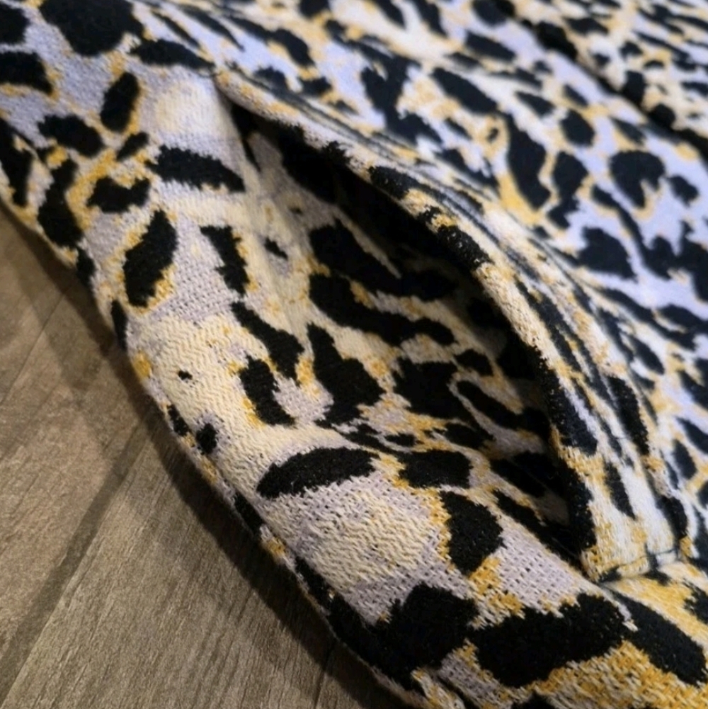 0/2 H&M Animal Print Open-Front Long Sleeve Fully Lined Coat w/ Pockets - Picture 10 of 14